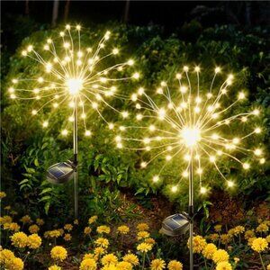 Solar Fireworks Lights Outdoor 120 LED Copper Wire Garden Patio Yard Decorative